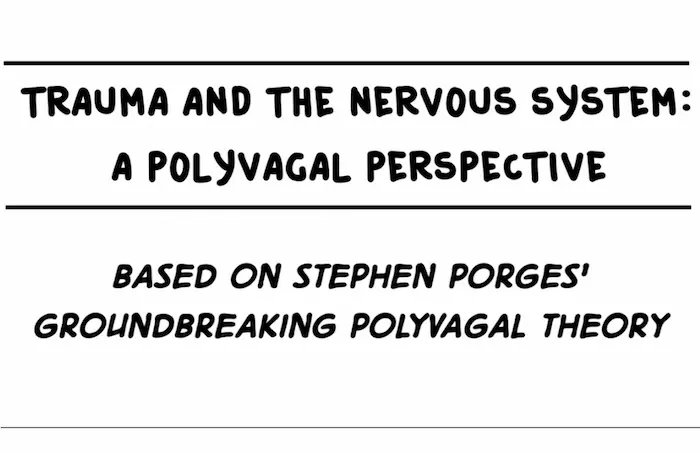 Trauma and the Nervous System: A Polyvagal Perspective" and "Based on Stephen Porges' Groundbreaking Polyvagal Theory" in bold, black letters against a crisp white background, highlighting the transformative insights of the polyvagal theory.